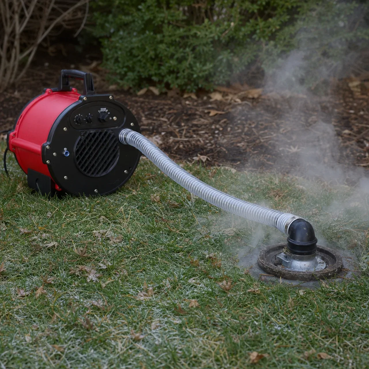 Smoke-test blower and cleanout hose