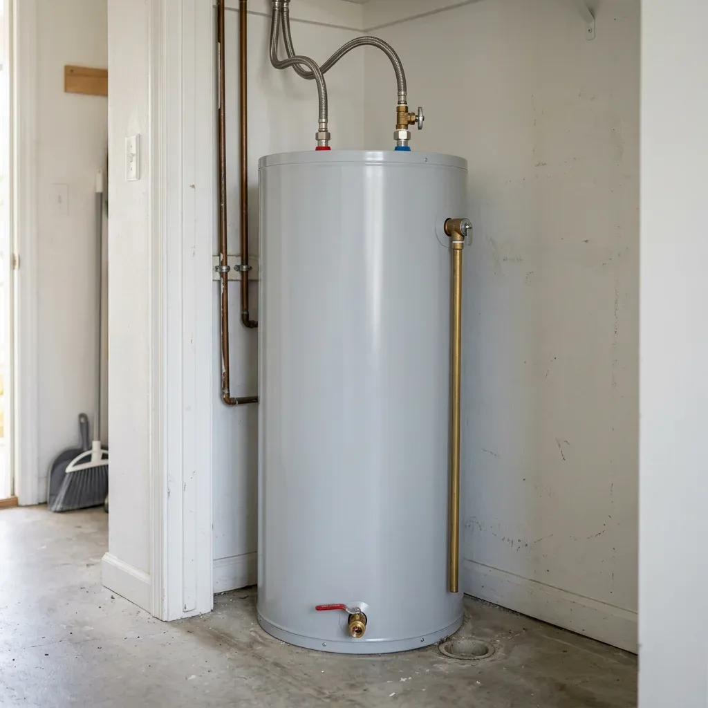 Residential tank water heater and connections