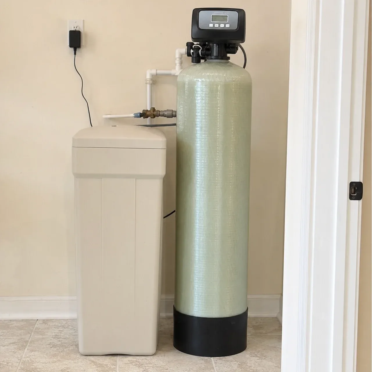 Water-softener resin tank and brine tank